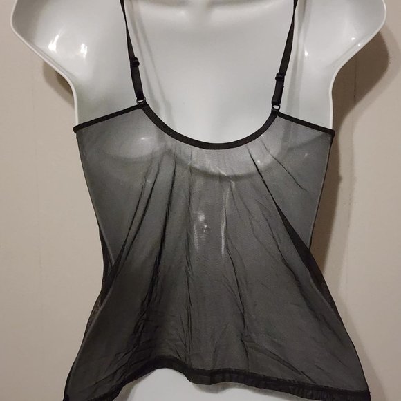 Sheer Chemise Lingerie Nightie Sheer Black VNeck Small Body by Victoria - Picture 3 of 4